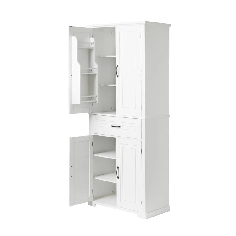 Meuble bas de salle de bain, meuble de rangement autonome avec portes et tiroir, armoire de cuisine avec étagère réglable