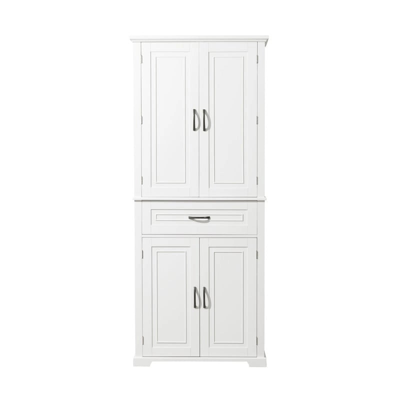 Meuble bas de salle de bain, meuble de rangement autonome avec portes et tiroir, armoire de cuisine avec étagère réglable