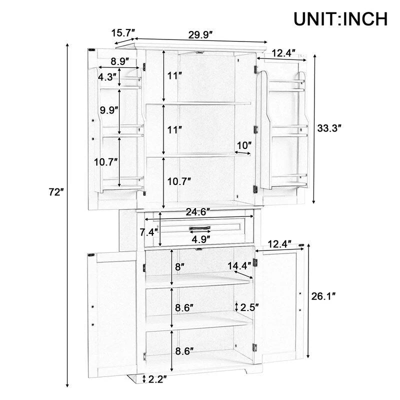Meuble bas de salle de bain, meuble de rangement autonome avec portes et tiroir, armoire de cuisine avec étagère réglable