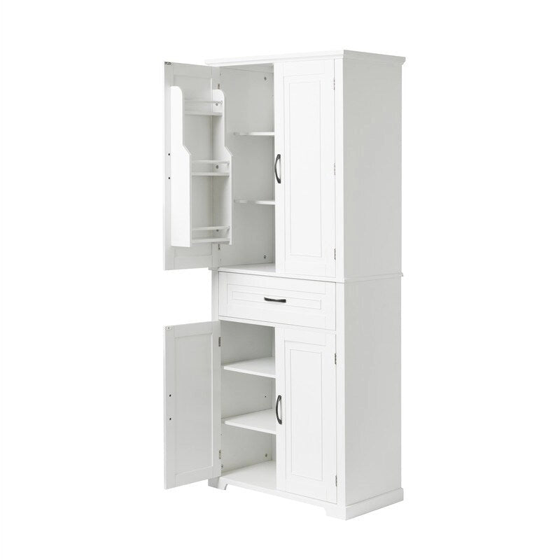 Meuble bas de salle de bain, meuble de rangement autonome avec portes et tiroir, armoire de cuisine avec étagère réglable
