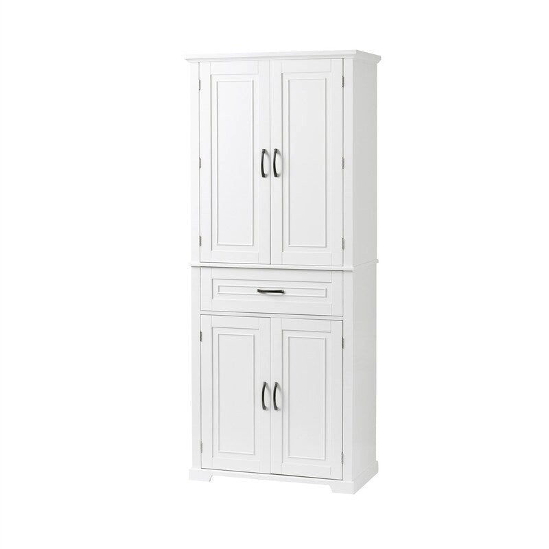 Meuble bas de salle de bain, meuble de rangement autonome avec portes et tiroir, armoire de cuisine avec étagère réglable