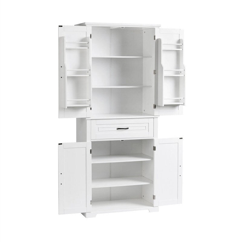 Meuble bas de salle de bain, meuble de rangement autonome avec portes et tiroir, armoire de cuisine avec étagère réglable