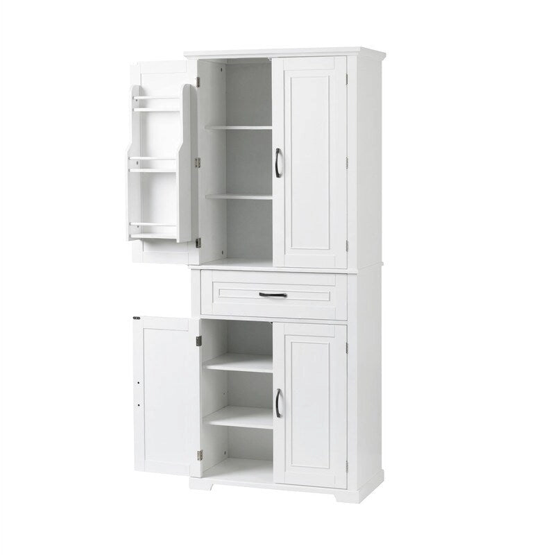 Meuble bas de salle de bain, meuble de rangement autonome avec portes et tiroir, armoire de cuisine avec étagère réglable
