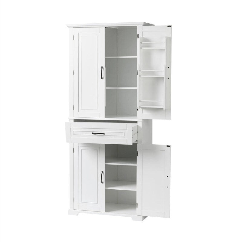 Meuble bas de salle de bain, meuble de rangement autonome avec portes et tiroir, armoire de cuisine avec étagère réglable