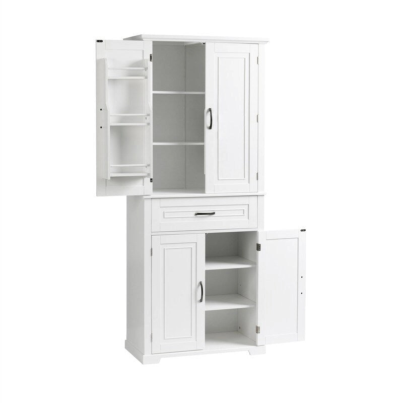Meuble bas de salle de bain, meuble de rangement autonome avec portes et tiroir, armoire de cuisine avec étagère réglable