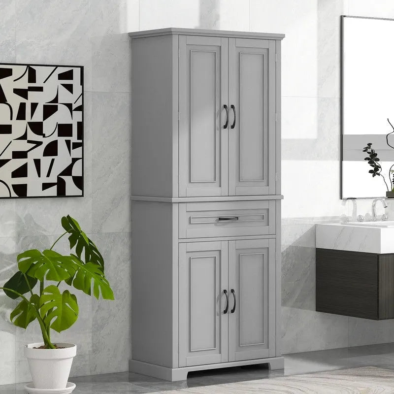 Meuble bas de salle de bain, meuble de rangement autonome avec portes et tiroir, armoire de cuisine avec étagère réglable