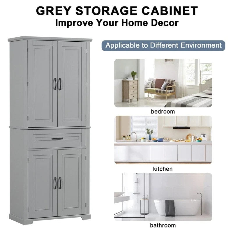 Meuble bas de salle de bain, meuble de rangement autonome avec portes et tiroir, armoire de cuisine avec étagère réglable