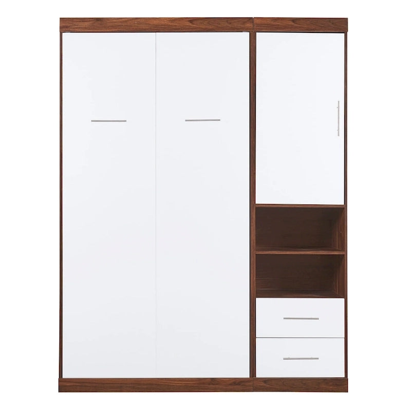 Lit escamotable mural simple avec armoire, Blanc