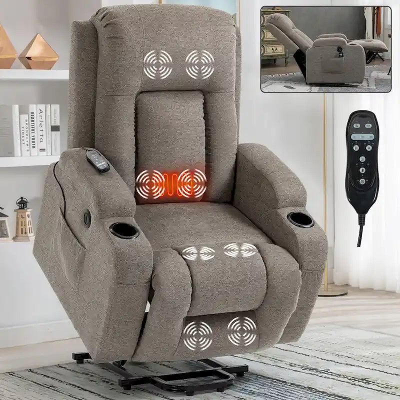 Infinite Position Okin Motor Up to 350 LBS Power Lift Recliner Chair for Elderly, Heavy Duty Motion Mechanism with 8-Point Vibra
