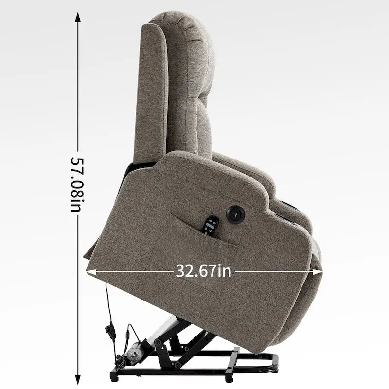 Fauteuil inclinable électrique infini avec moteur Okin jusqu'à 158 kg pour personnes âgées, mécanisme de mouvement robuste avec 8 points de vibration