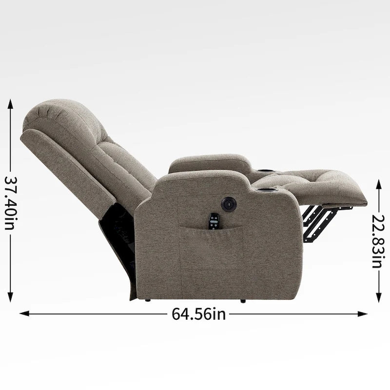 Fauteuil inclinable électrique infini avec moteur Okin jusqu'à 158 kg pour personnes âgées, mécanisme de mouvement robuste avec 8 points de vibration