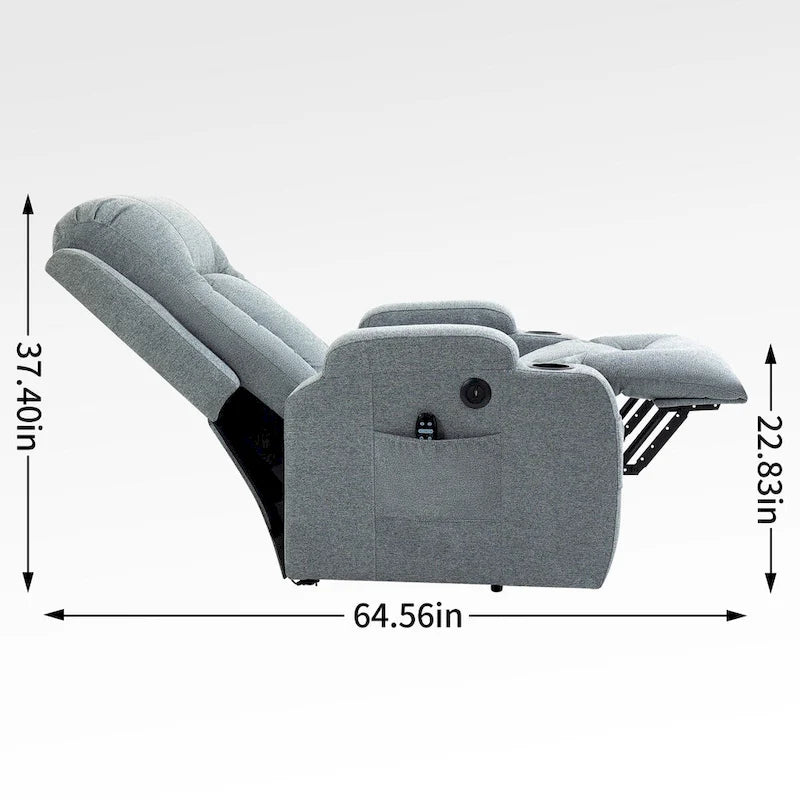 Fauteuil inclinable électrique infini avec moteur Okin jusqu'à 158 kg pour personnes âgées, mécanisme de mouvement robuste avec 8 points de vibration