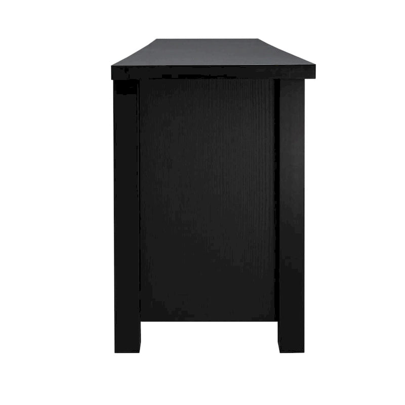 Meuble TV classique pour téléviseurs jusqu'à 80 pouces - Portes vitrées - Finition moderne - 65 l x 16 P x 23,625 H
