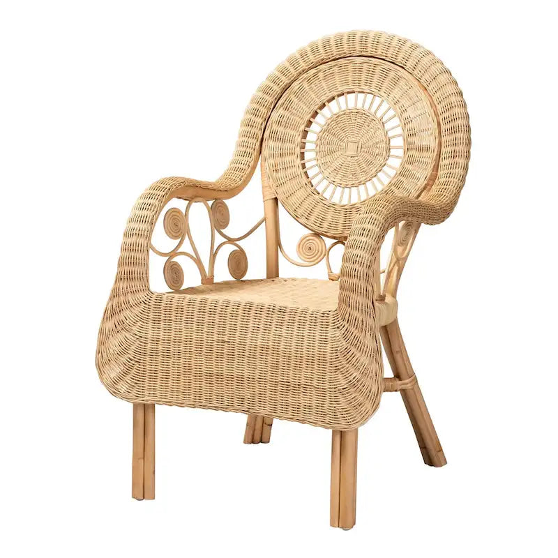 Fauteuil Putri moderne en rotin naturel, style bohème