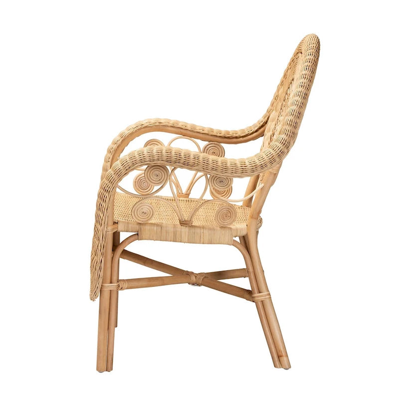 Fauteuil Putri moderne en rotin naturel, style bohème