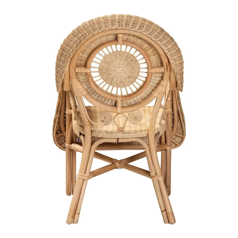 Fauteuil Putri moderne en rotin naturel, style bohème