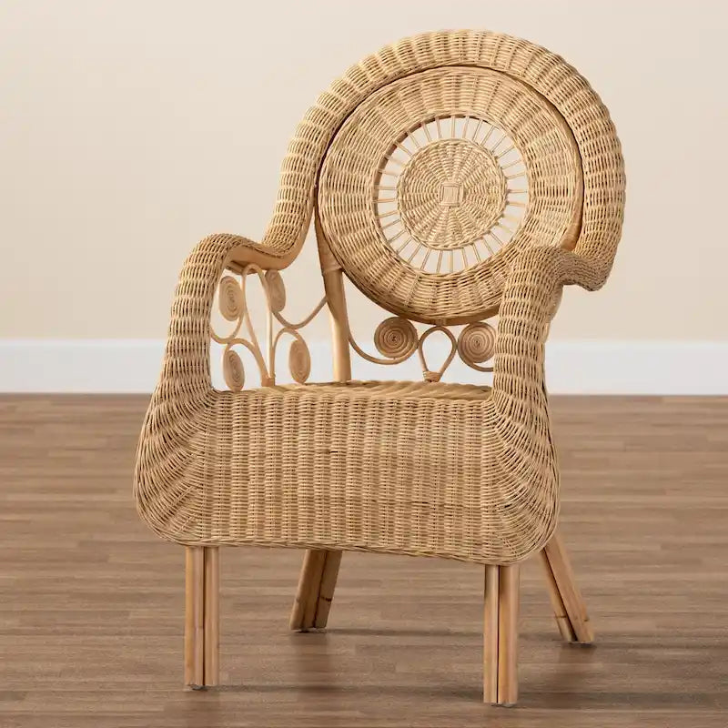 Fauteuil Putri moderne en rotin naturel, style bohème