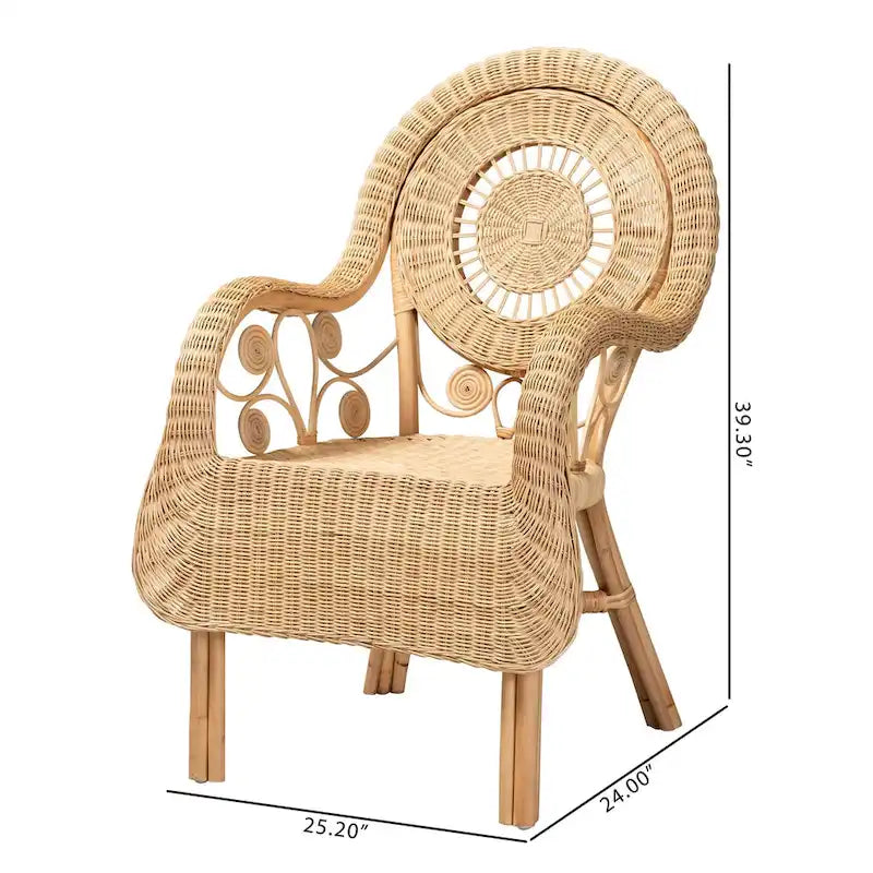 Fauteuil Putri moderne en rotin naturel, style bohème