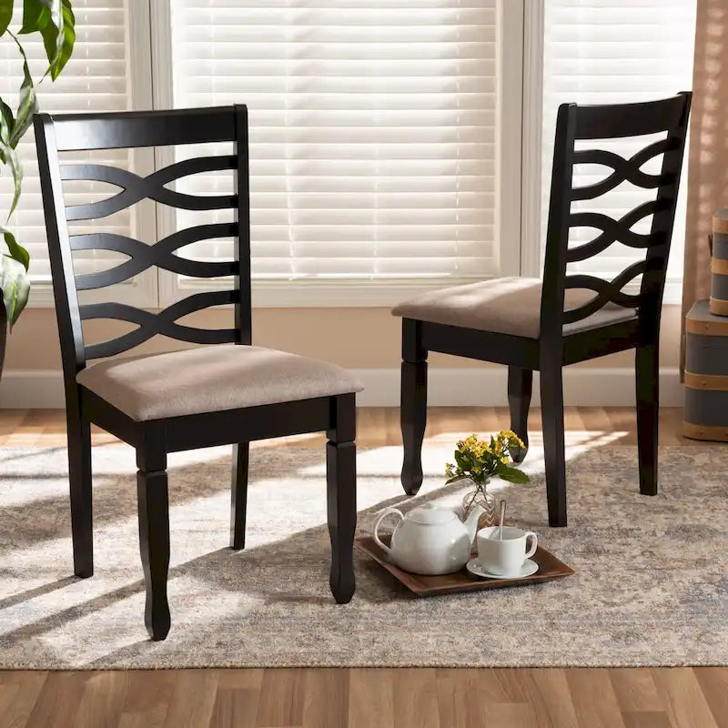 Lot de 2 chaises de salle à manger en bois Lanier (style moderne et contemporain)