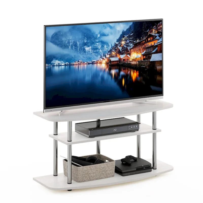 Meuble TV 3 niveaux Furinno Frans Turn-N-Tube pour TV jusqu'à 46 pouces, Chêne noir