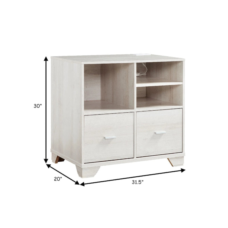 Meuble d'appoint pour imprimante avec 2 tiroirs, 79 cm, chêne blanc