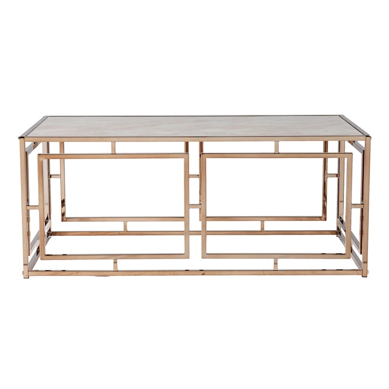 Table basse rectangulaire géométrique en similicuir marbré Simons de SEI Furniture