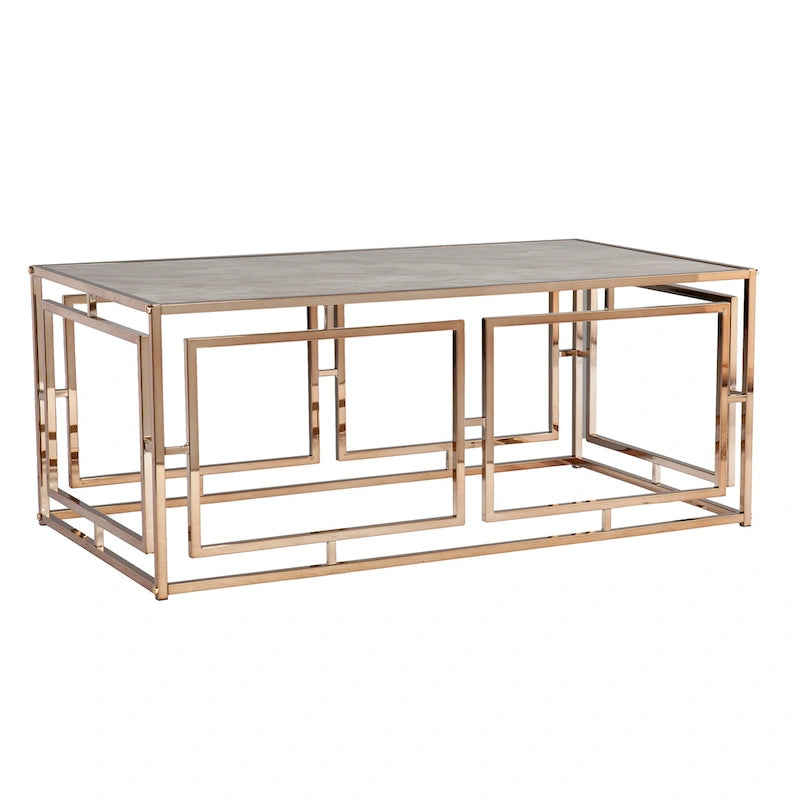 Table basse rectangulaire géométrique en similicuir marbré Simons de SEI Furniture