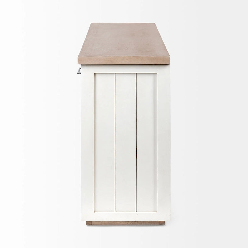 Buffet en bois massif brun clair et blanc Fairview III avec 4 portes de placard – 73 po L x 17 po P x 32 po H