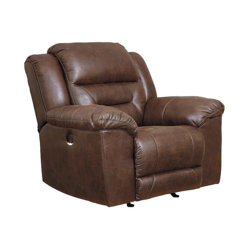 Fauteuil inclinable motorisé contemporain Stoneland en cuir chocolat