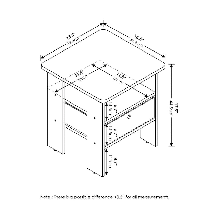 Table de chevet Furinno Andrey avec tiroir, Chêne Sonoma/Ivoire
