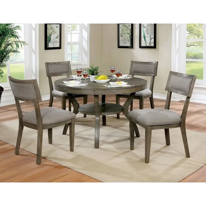 Table à manger ronde rustique en bois gris de 48 pouces Melody Fields de Furniture of America