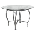 Table à manger ronde Syracuse 45 en verre avec cadre métallique incurvé