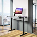 AIRLIFT Plateau de bureau électrique debout en verre trempé de 47,5 pouces, double port de charge USB 2,4 A, hauteur réglable jusqu'à 47,5 pouces de haut