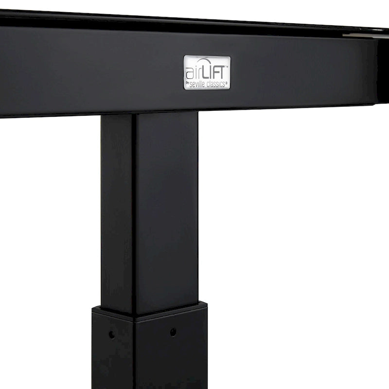 AIRLIFT Plateau de bureau électrique debout en verre trempé de 47,5 pouces, double port de charge USB 2,4 A, hauteur réglable jusqu'à 47,5 pouces de haut