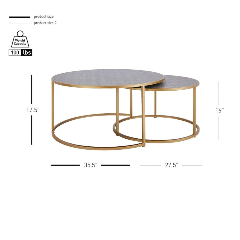 Tables basses gigognes Anza en simili galuchat, lot de 2