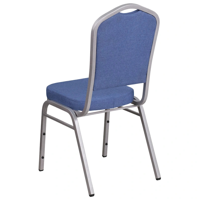 Chaises de banquet empilables avec dossier Couronne en acier et tissu bleu (Lot de 4)