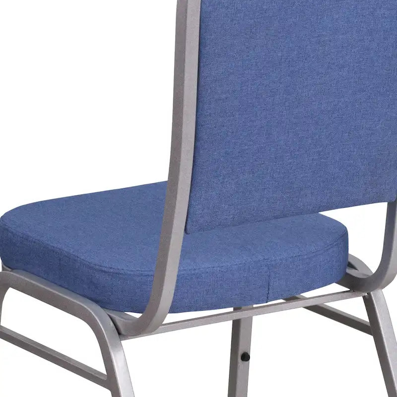 Chaises de banquet empilables avec dossier Couronne en acier et tissu bleu (Lot de 4)