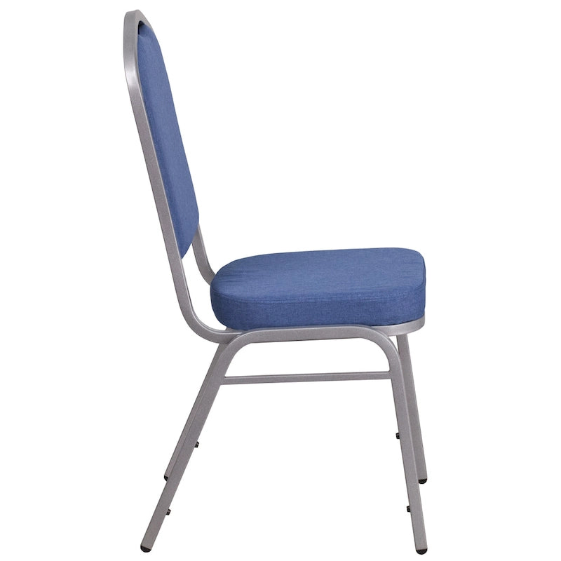 Chaises de banquet empilables avec dossier Couronne en acier et tissu bleu (Lot de 4)