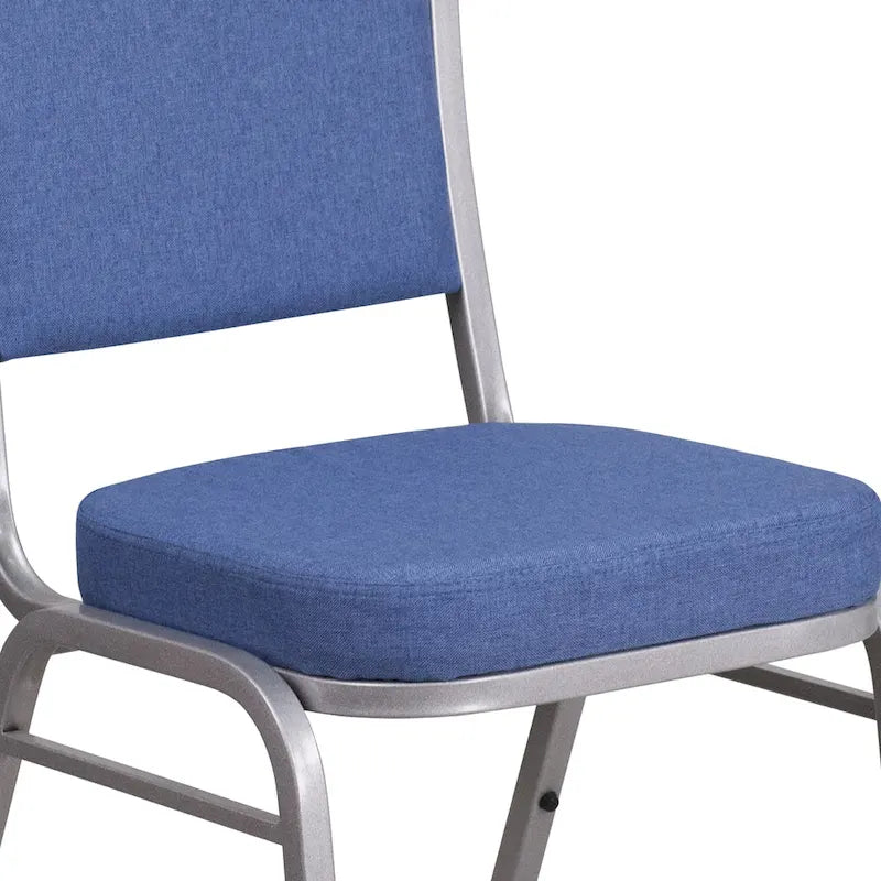 Chaises de banquet empilables avec dossier Couronne en acier et tissu bleu (Lot de 4)