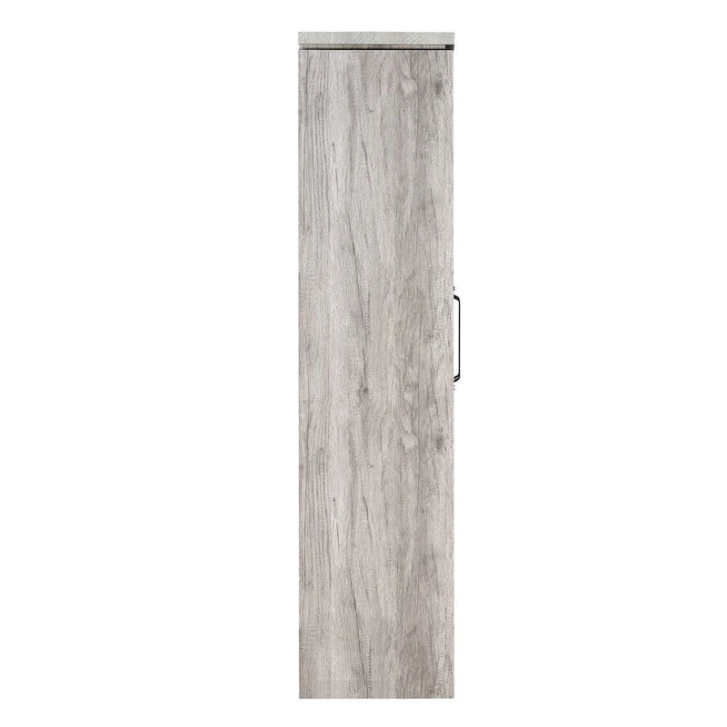 Vitrine spacieuse en bois avec deux portes vitrées, grise