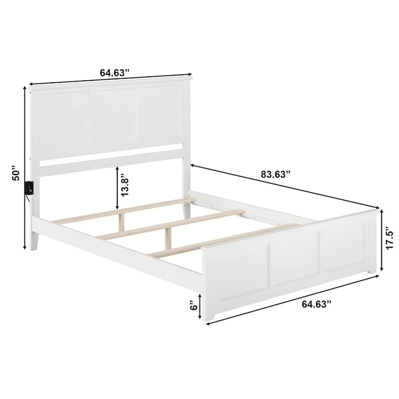 Cadre de lit Madison Queen Foundation avec pied de lit assorti, blanc