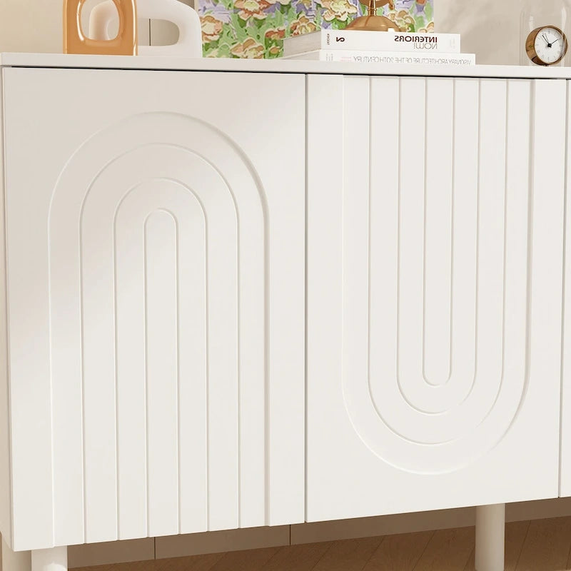 Buffet de rangement à 4 portes avec table d'appoint - 63,2" de largeur