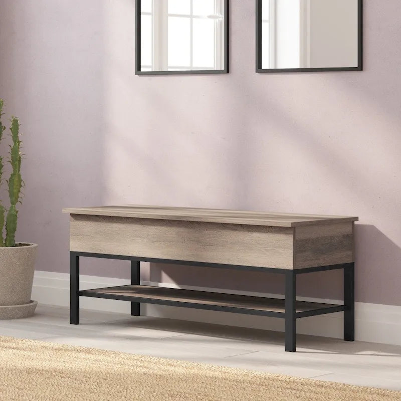 Banc de rangement d'entrée de style ferme moderne avec étagère inférieure