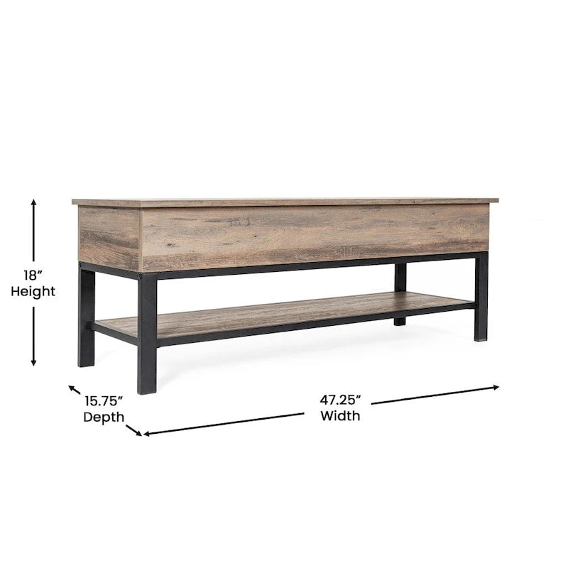 Banc de rangement d'entrée de style ferme moderne avec étagère inférieure