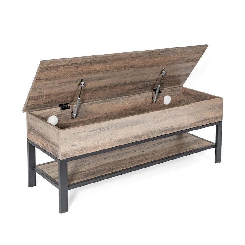 Banc de rangement d'entrée de style ferme moderne avec étagère inférieure