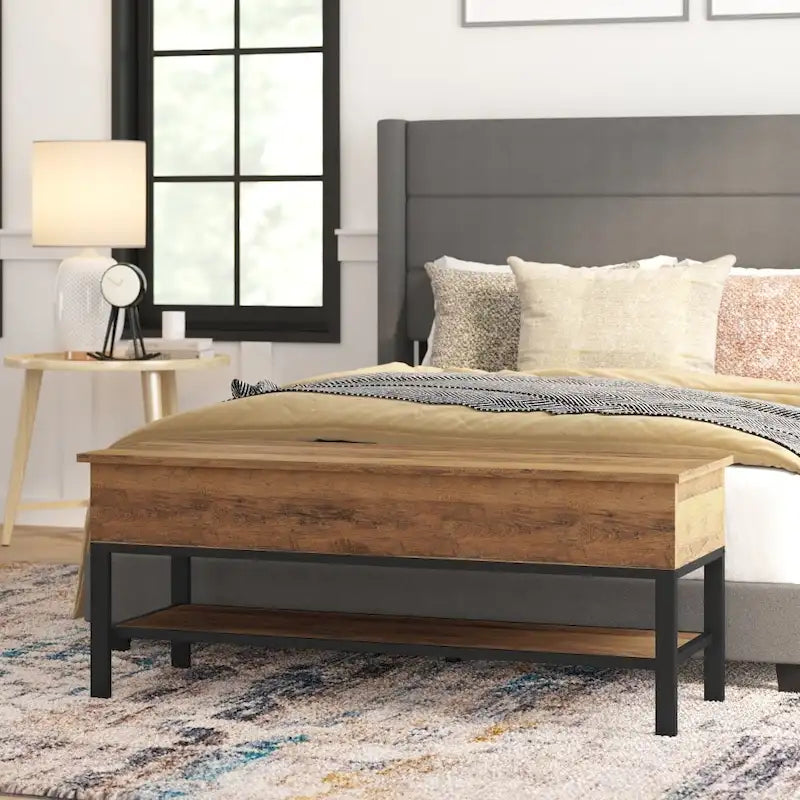 Banc de rangement d'entrée de style ferme moderne avec étagère inférieure