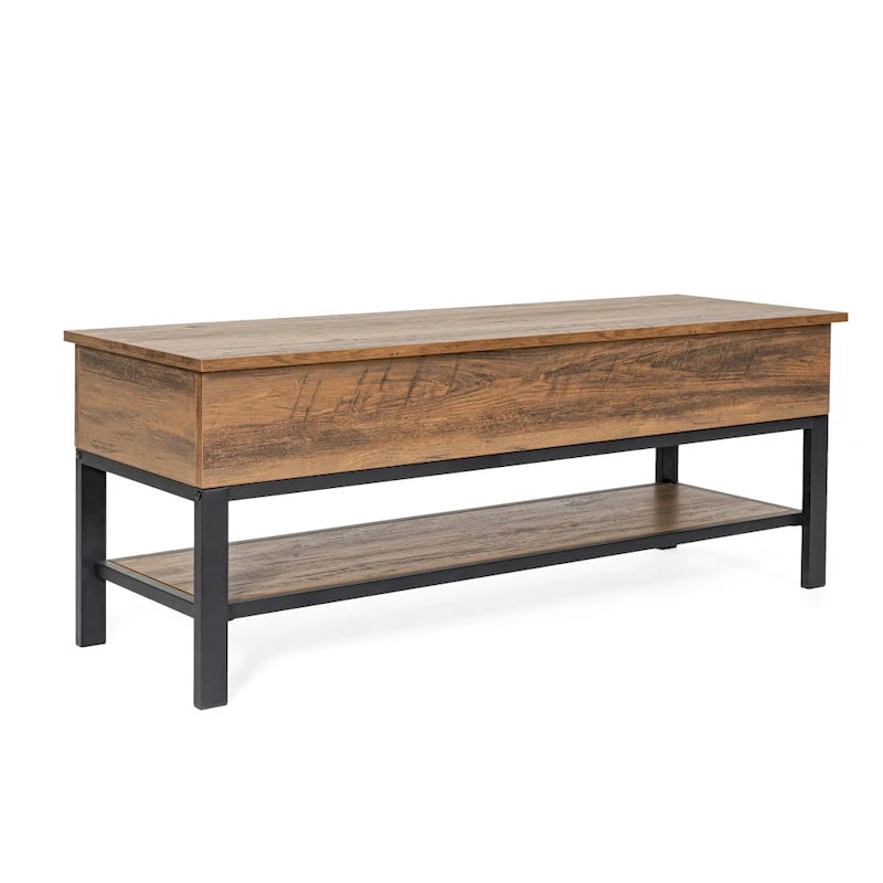 Banc de rangement d'entrée de style ferme moderne avec étagère inférieure