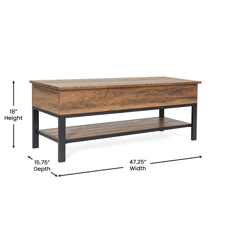 Banc de rangement d'entrée de style ferme moderne avec étagère inférieure