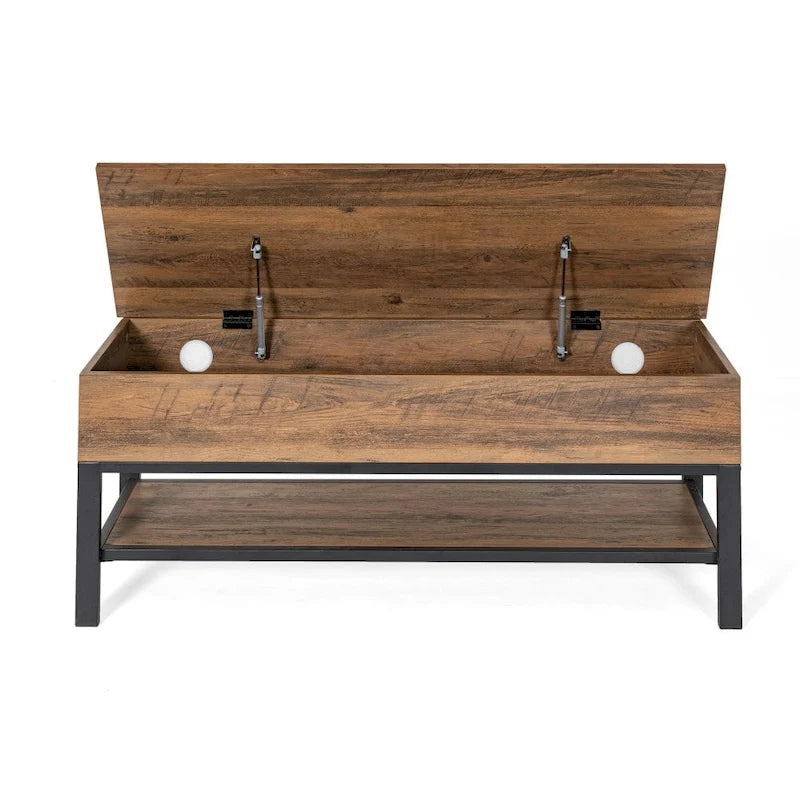 Banc de rangement d'entrée de style ferme moderne avec étagère inférieure