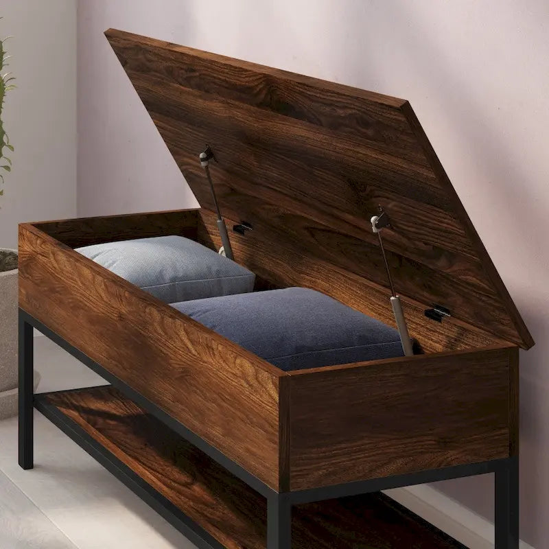 Banc de rangement d'entrée de style ferme moderne avec étagère inférieure